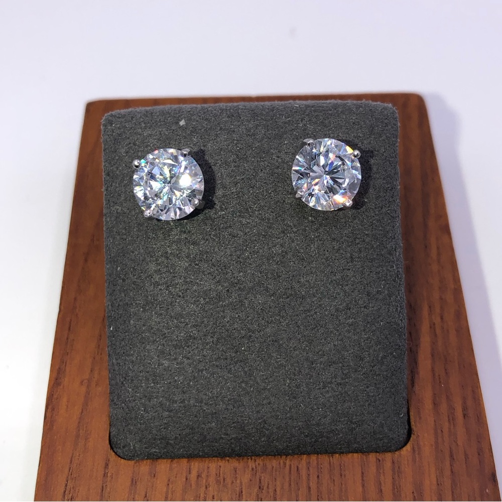 14k 2ct Round Solitaire Earrings - Picture 7 of 11